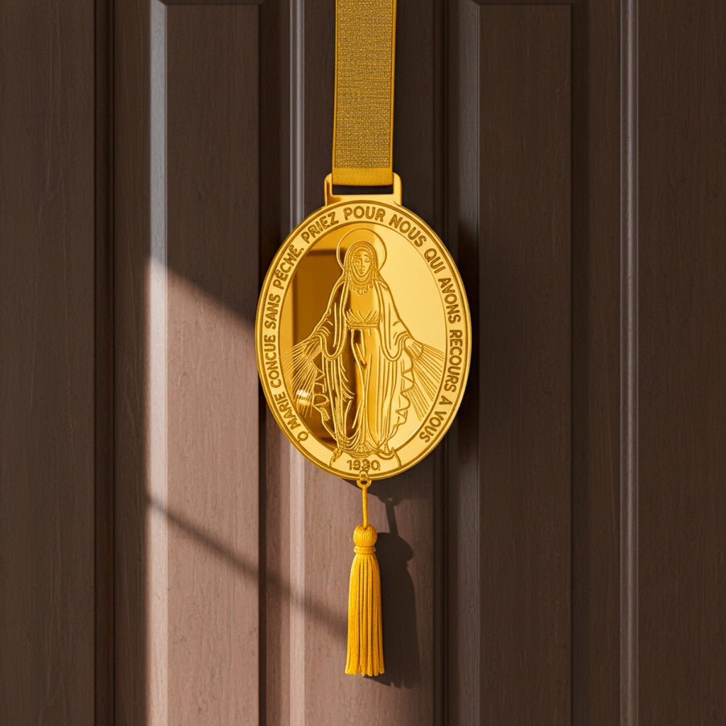 Escapulário De Porta Nossa Senhora das Graças Medalha Milagrosa Religioso Ouro 1 Metro