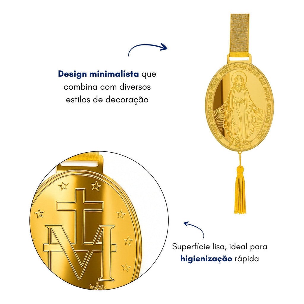Escapulário De Porta Nossa Senhora das Graças Medalha Milagrosa Religioso Ouro 1 Metro
