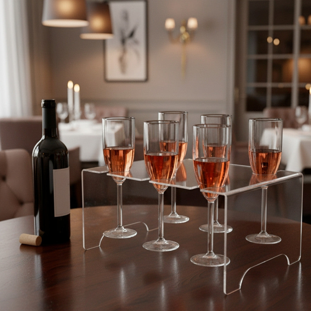 Suporte 6 Taças Festa Adega Exposição Organizador Expositor Champanhe Vinho Evento Bar