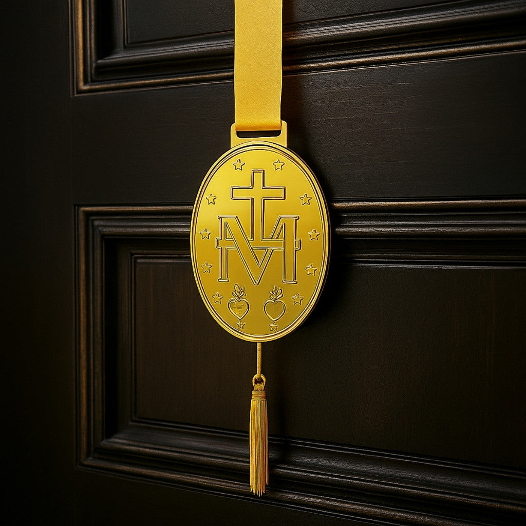 Escapulário De Porta Nossa Senhora das Graças Medalha Milagrosa Religioso Ouro 1 Metro
