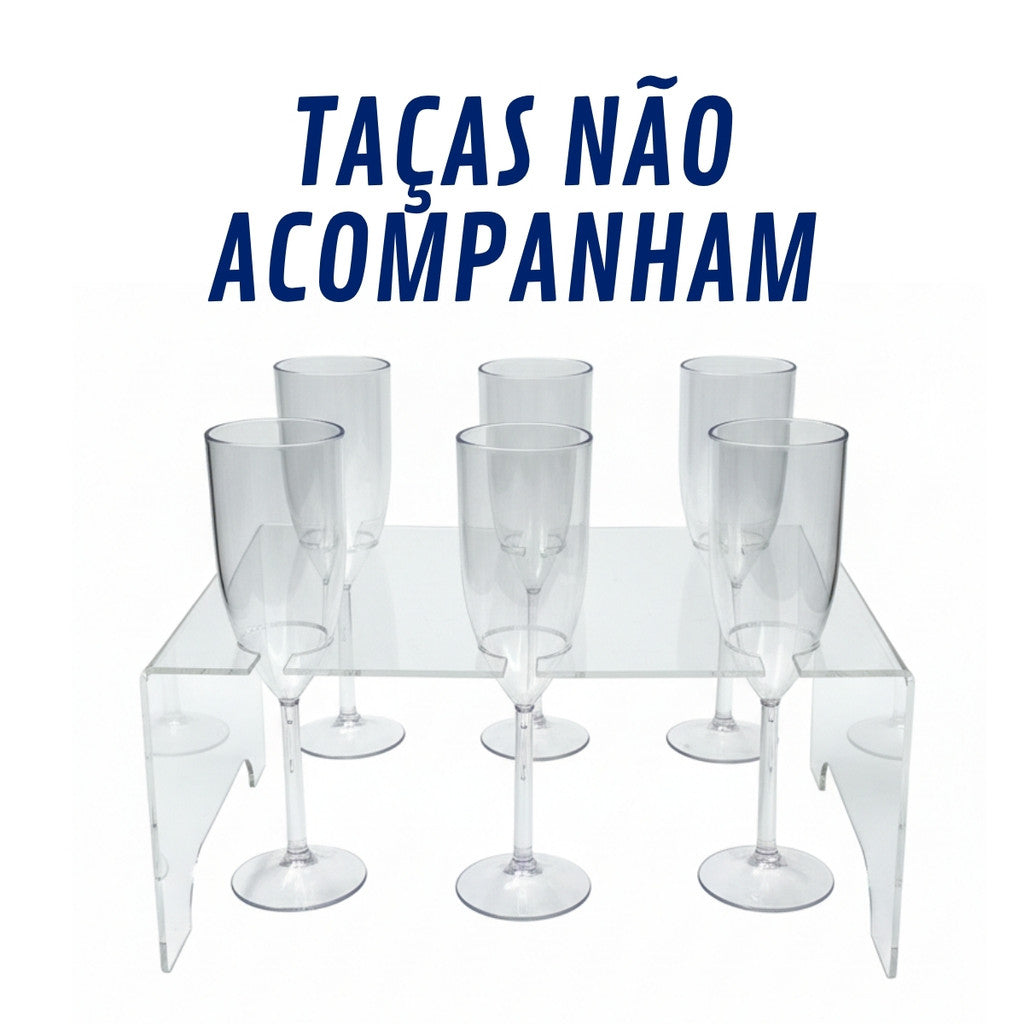 Suporte 6 Taças Festa Adega Exposição Organizador Expositor Champanhe Vinho Evento Bar