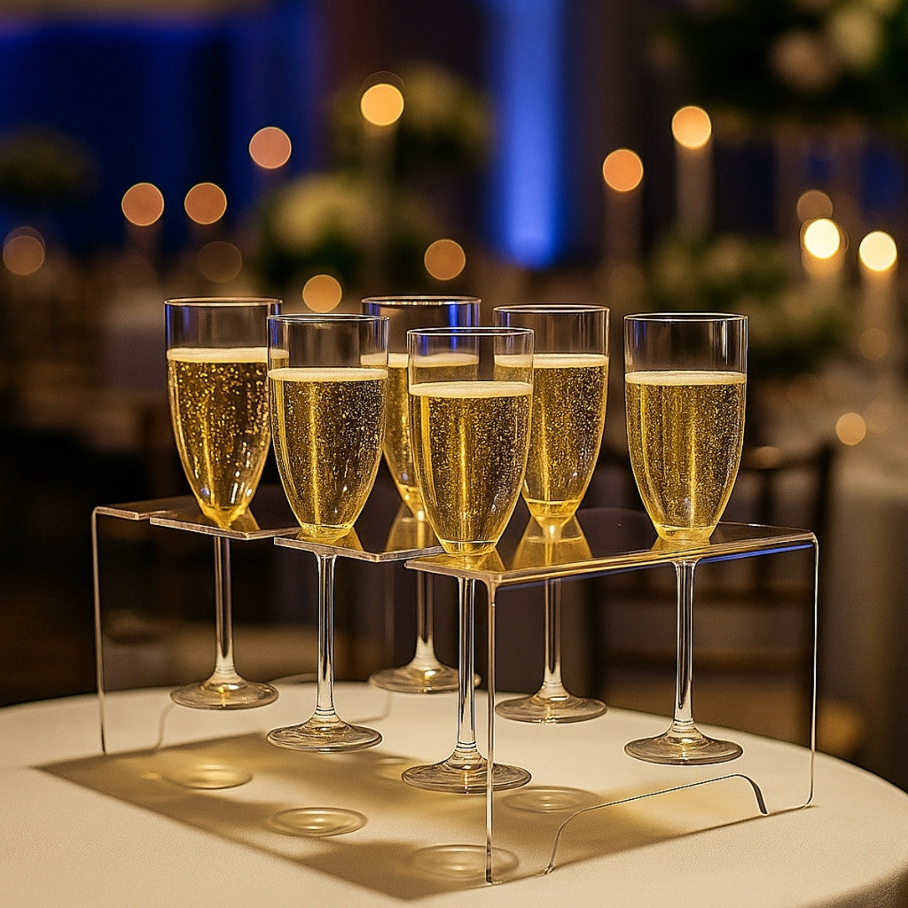 Suporte 6 Taças Festa Adega Exposição Organizador Expositor Champanhe Vinho Evento Bar