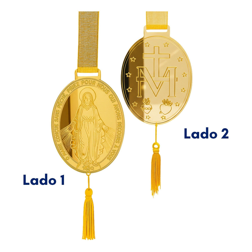 Escapulário De Porta Nossa Senhora das Graças Medalha Milagrosa Religioso Ouro 1 Metro