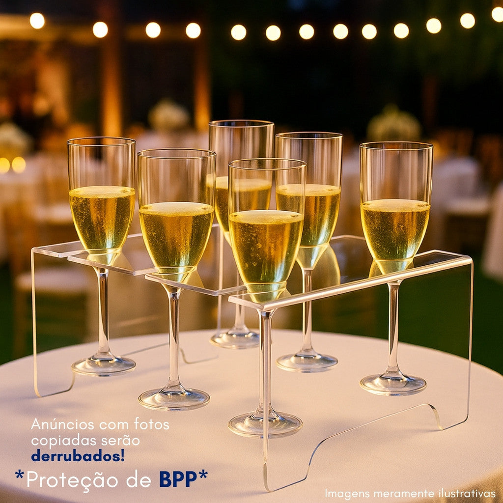 Suporte 6 Taças Festa Adega Exposição Organizador Expositor Champanhe Vinho Evento Bar