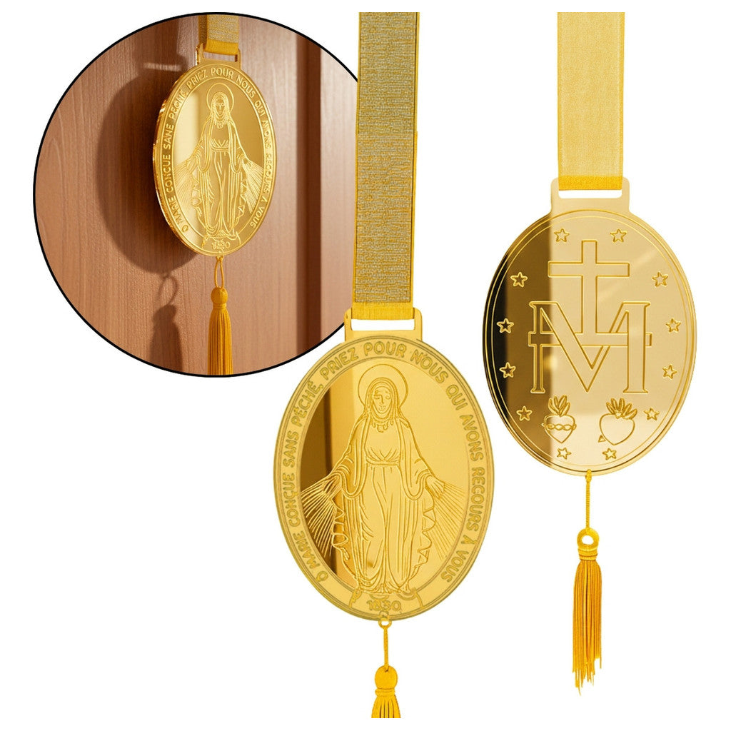 Escapulário De Porta Nossa Senhora das Graças Medalha Milagrosa Religioso Ouro 1 Metro