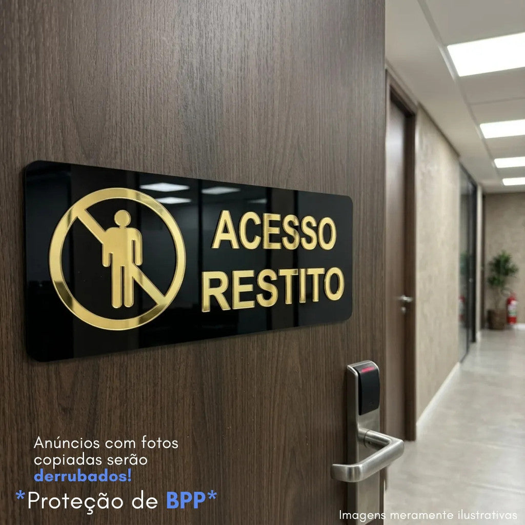 Placa Acesso Restrito Sinalização Entrada Proibida Recepção