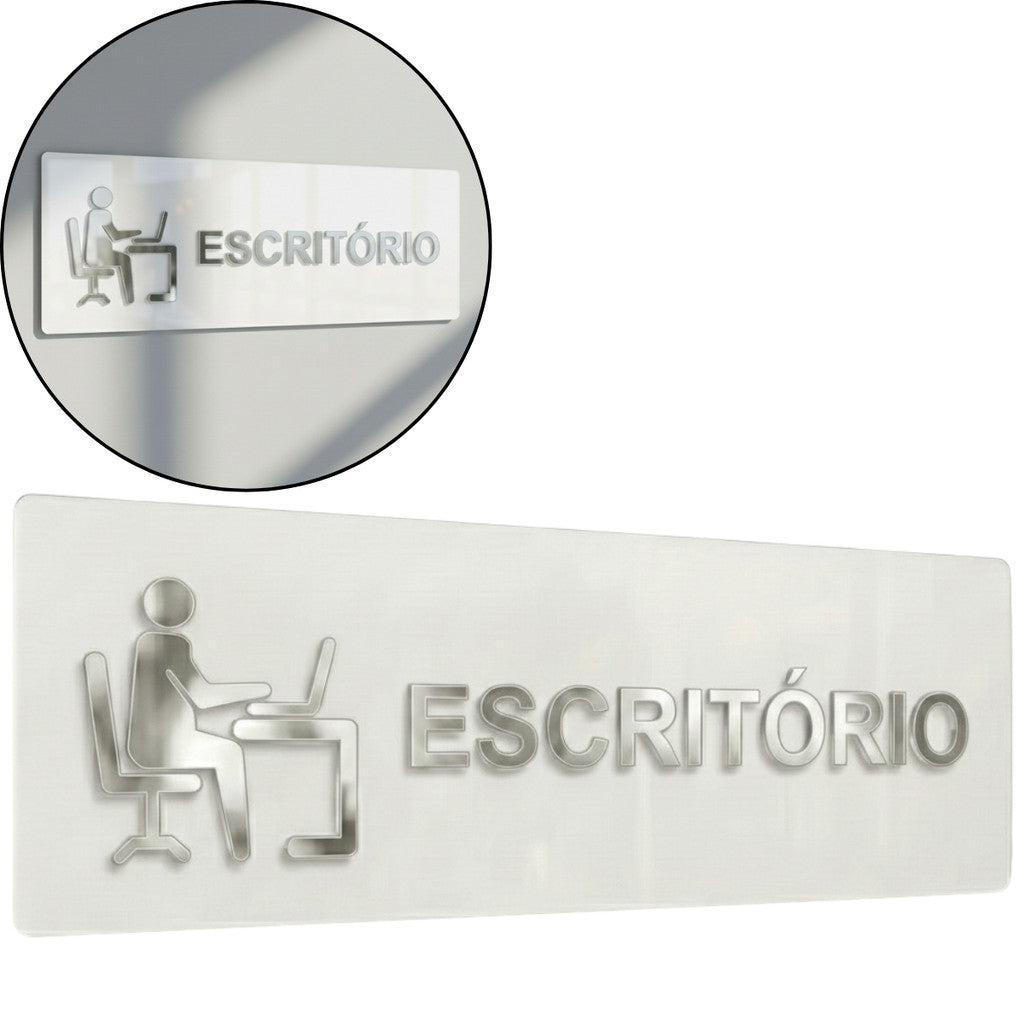 Sinalização Escritório Placa Porta Parede Indicação Empresa Minimalista Espelhado Sala