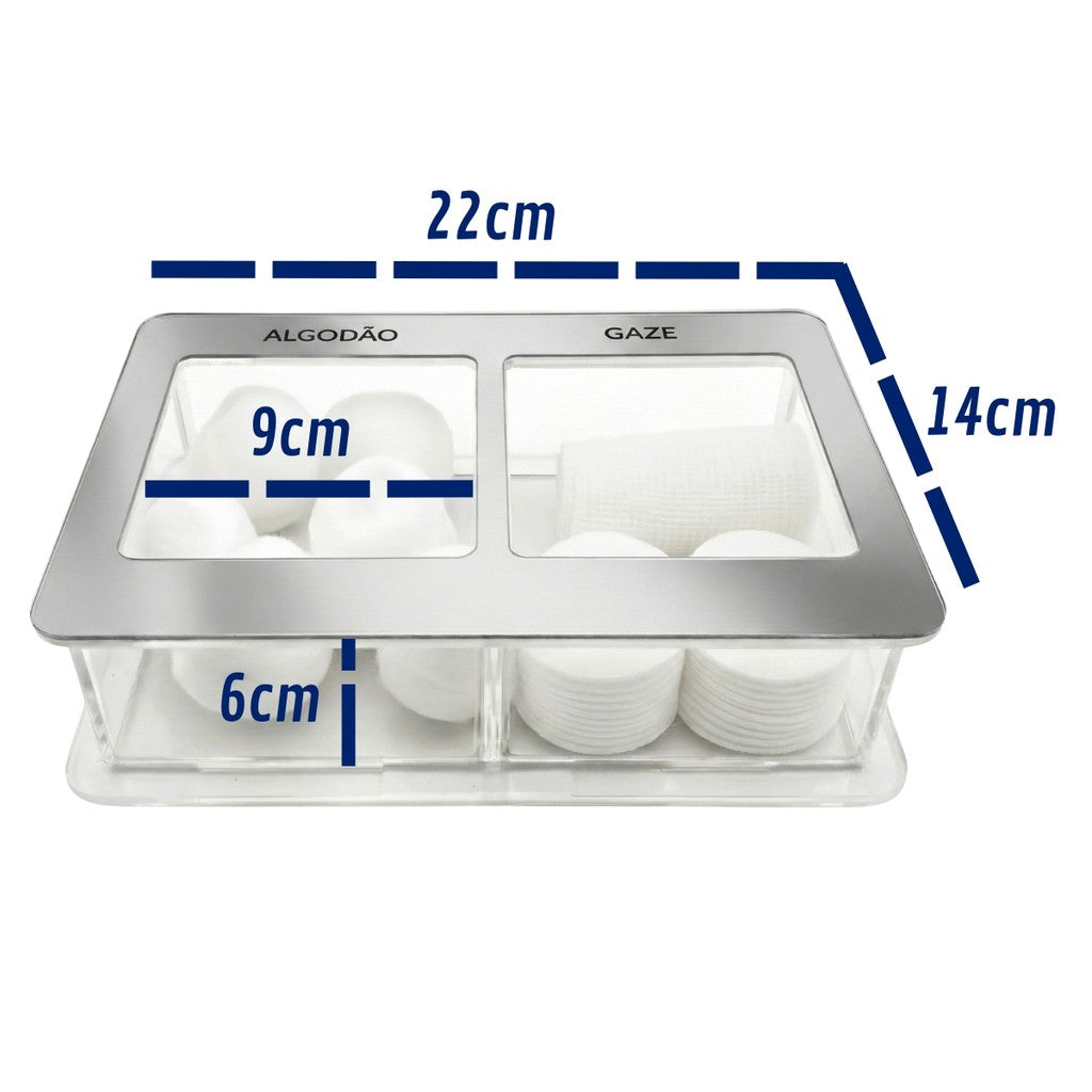 Guarda Algodão Gaze Porta Mantimentos Caixa Acrílico Estojo
