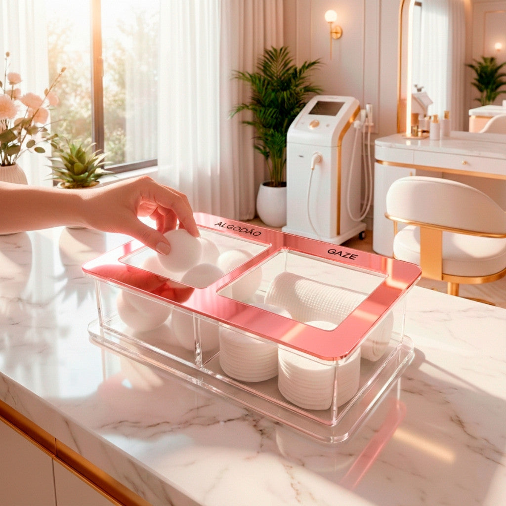 Guarda Algodão Gaze Porta Mantimentos Caixa Acrílico Estojo
