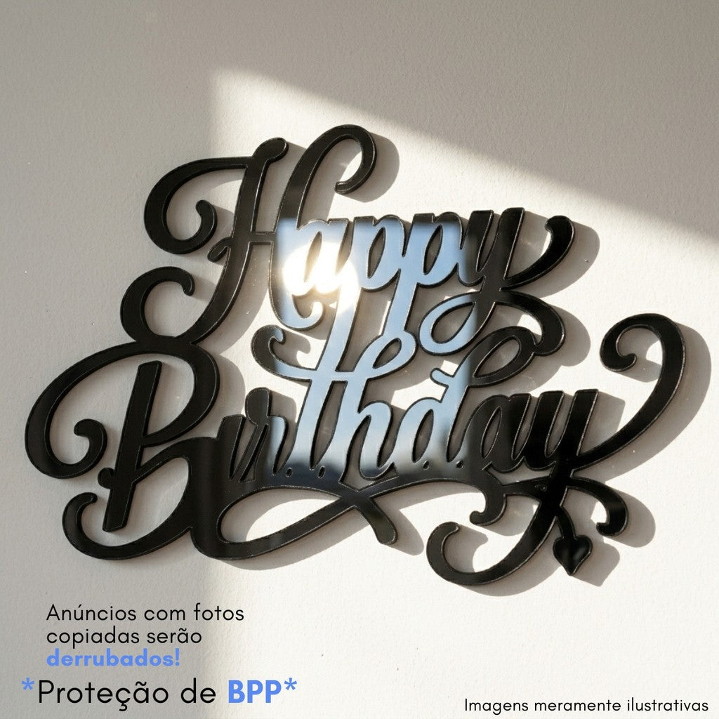 Palavra Happy Birthday Topper Bolo Placa Parede Aniversario Festa