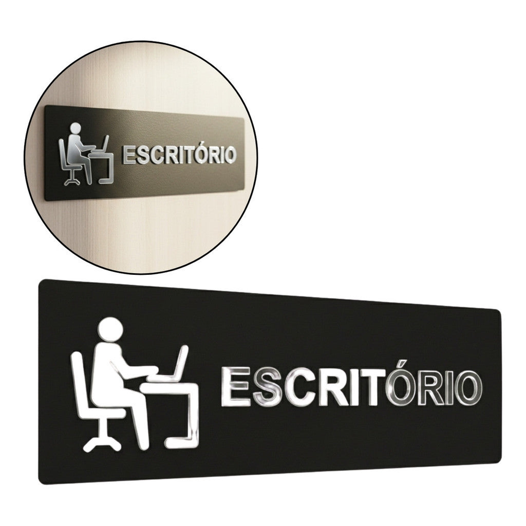 Sinalização Escritório Placa Porta Parede Indicação Empresa Minimalista Espelhado Sala