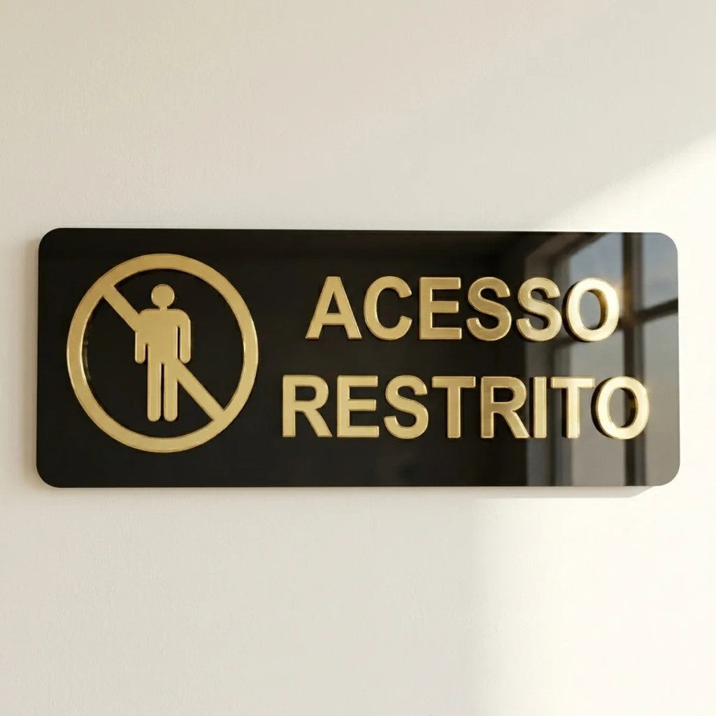 Placa Acesso Restrito Sinalização Entrada Proibida Recepção