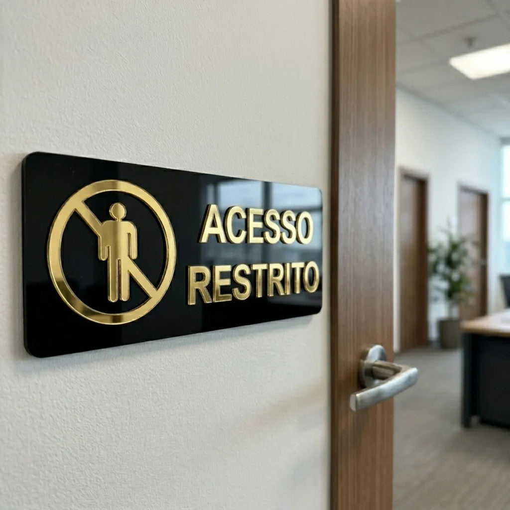 Placa Acesso Restrito Sinalização Entrada Proibida Recepção