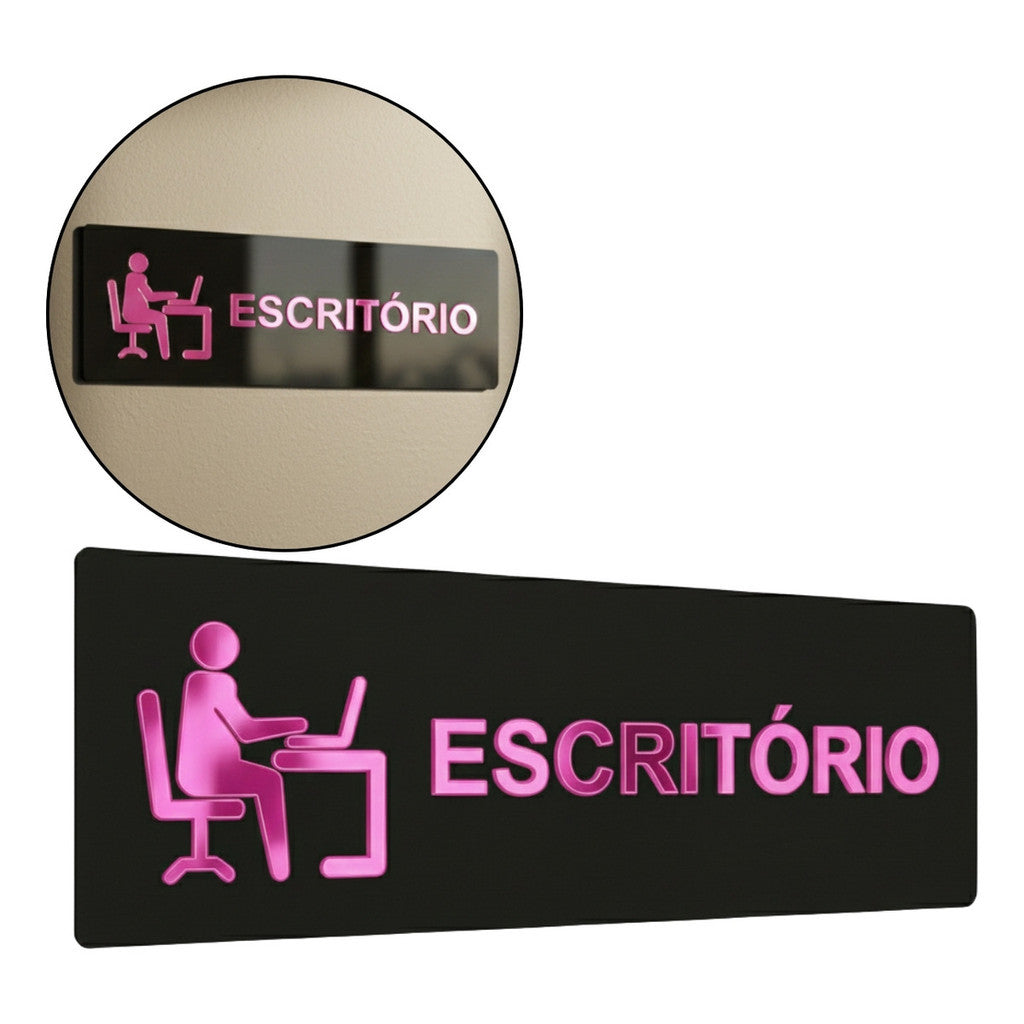 Sinalização Escritório Placa Porta Parede Indicação Empresa Minimalista Espelhado Sala