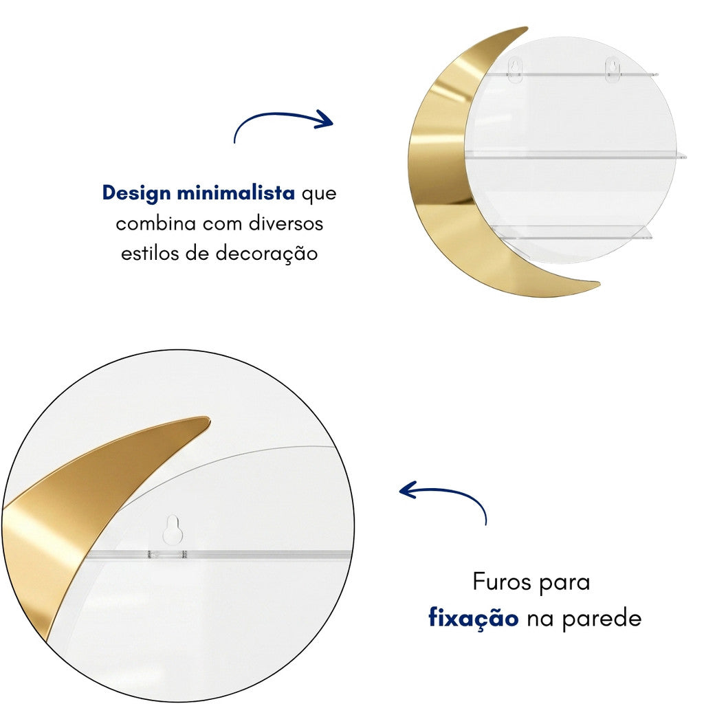 Nicho Lua Decorativo Expositor Parede Prateleira Enfeites Organizador