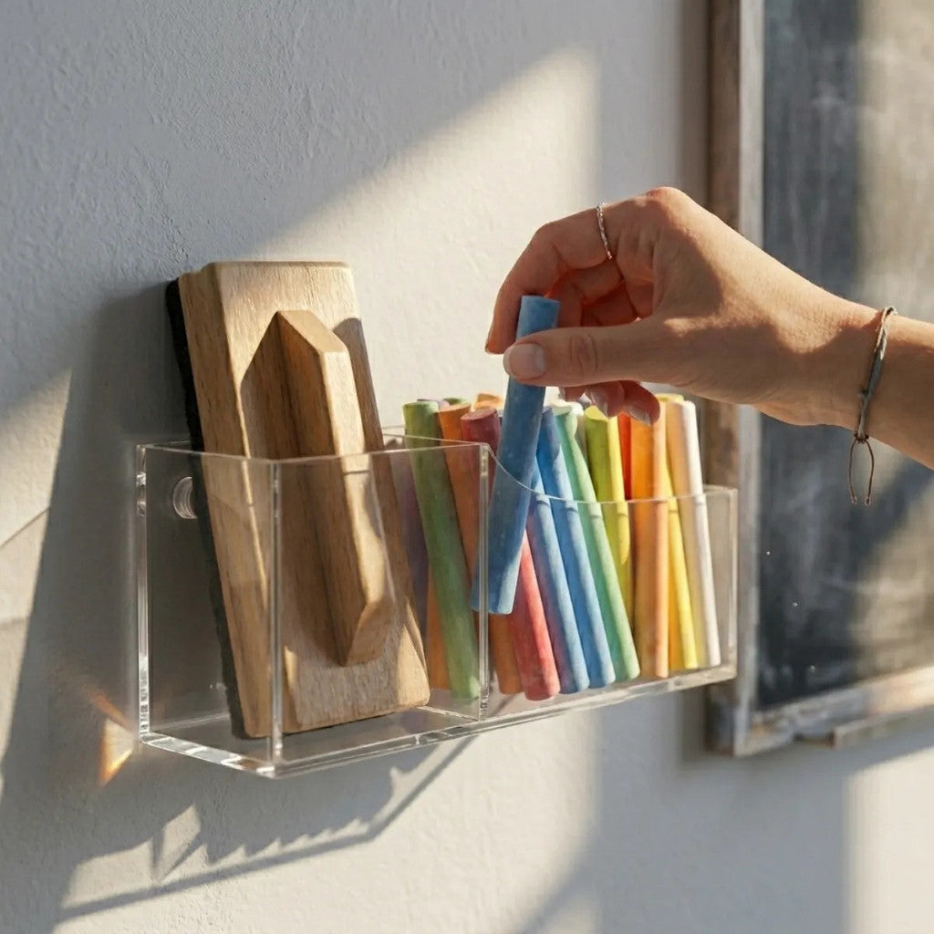 Suporte Apagador Giz Lousa Quadro Escolar Parede Organizador Sala Aula Professor Infantil