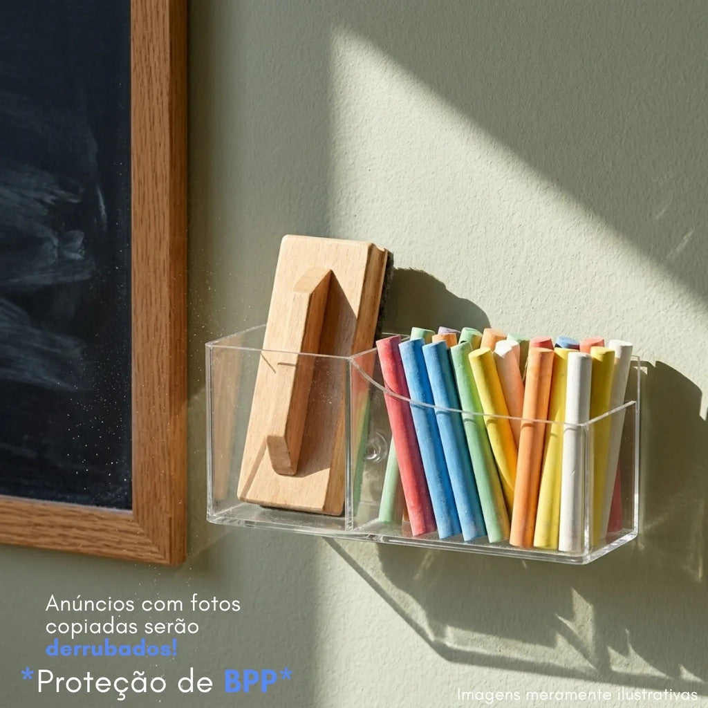 Suporte Apagador Giz Lousa Quadro Escolar Parede Organizador Sala Aula Professor Infantil