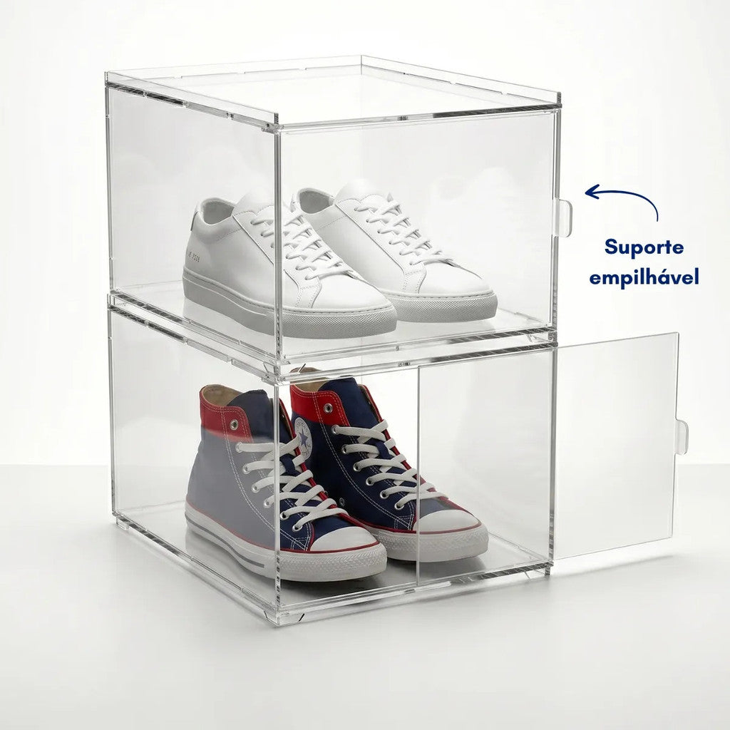 Caixa Sapateira Tênis Empilhável Organizador Modular Box Calçado Sneaker Sapato Display