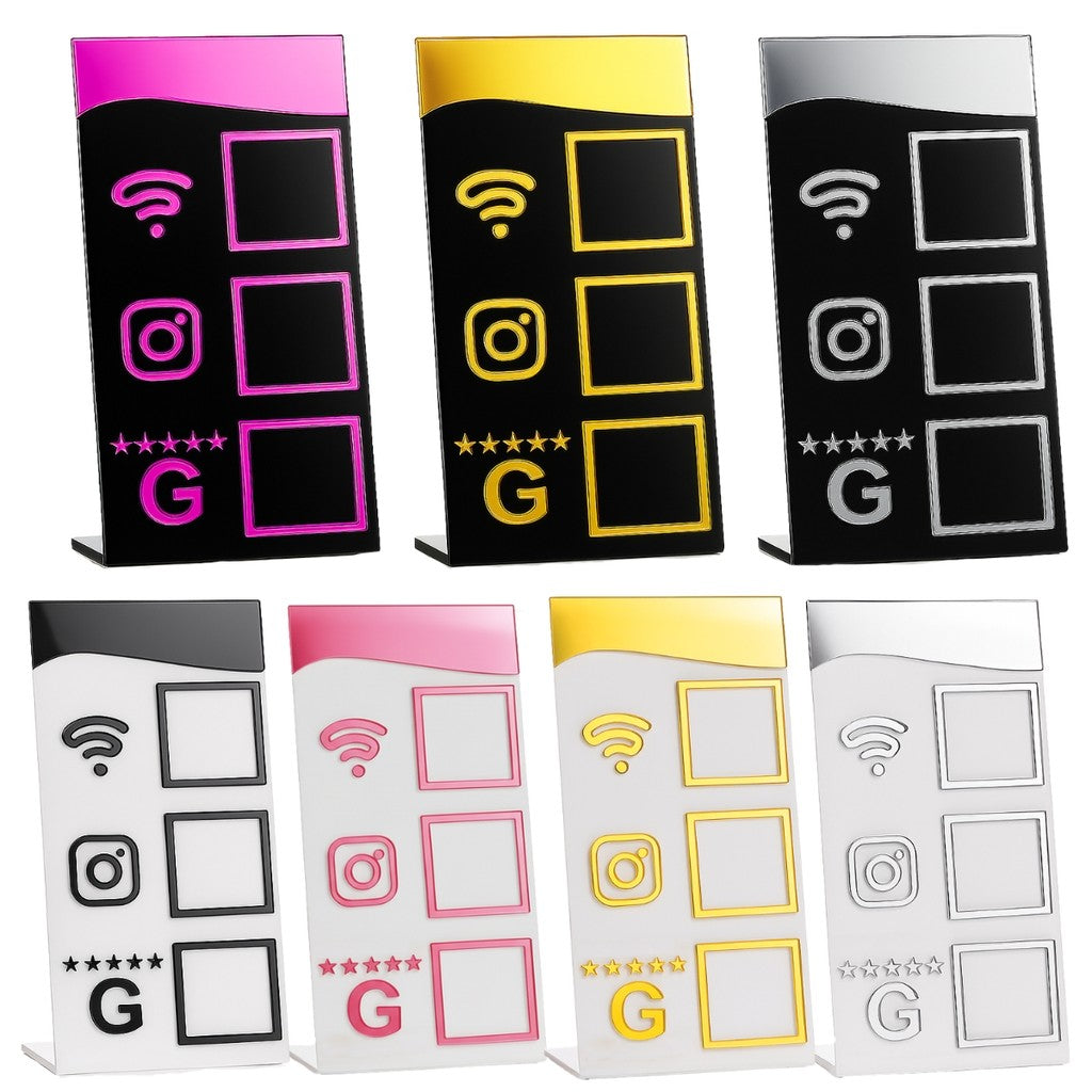 Qr Code Wifi Instagram Google Display Balcão Plaquinha Mesa