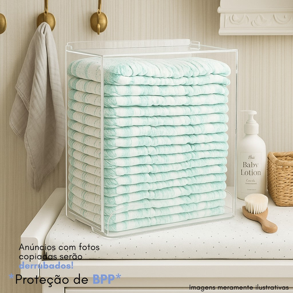 Porta Organizador Fralda Caixa Urna Banheiro Quarto Acrilico