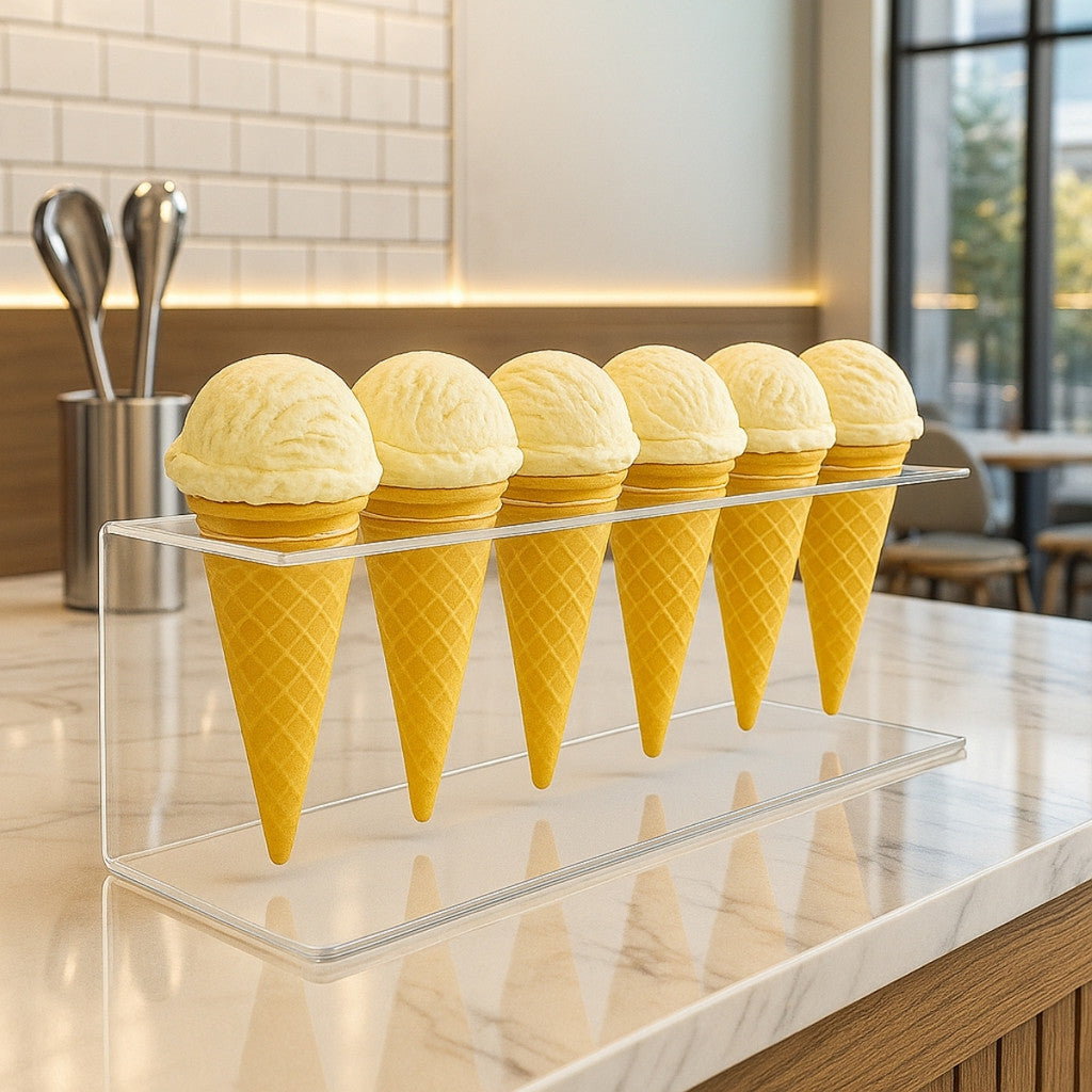 Suporte Expositor Temaki Sorvete Acrilico Cristal 6 Cones
