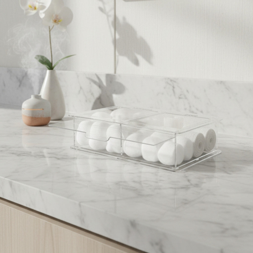 Guarda Algodão Gaze Divisórias Porta Mantimentos Caixa Acrílico Hospital Bancada