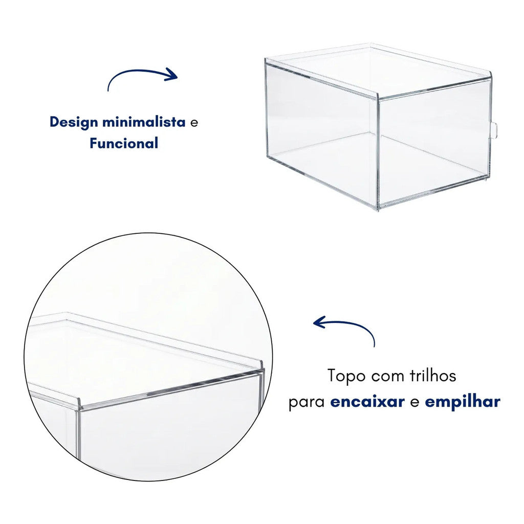 Caixa Sapateira Tênis Empilhável Organizador Modular Box Calçado Sneaker Sapato Display
