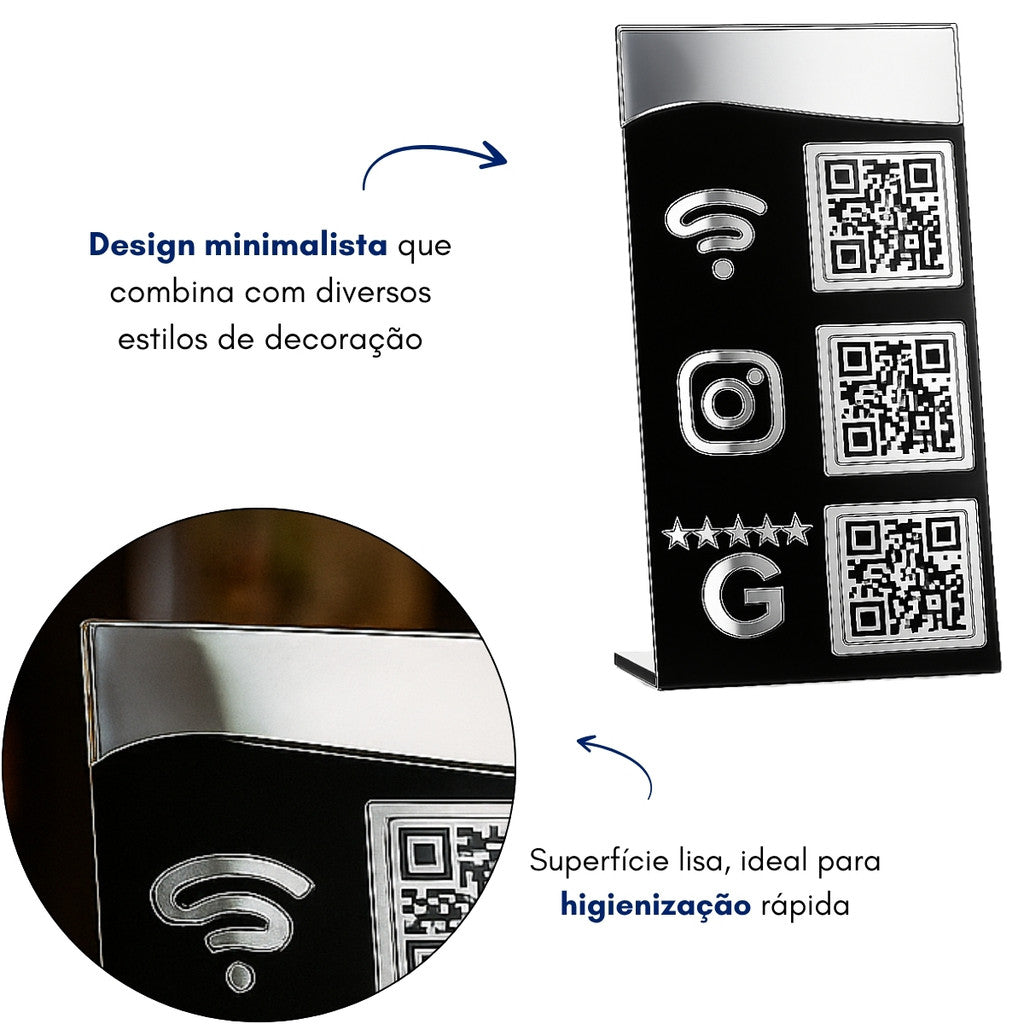 Qr Code Wifi Instagram Google Display Balcão Plaquinha Mesa