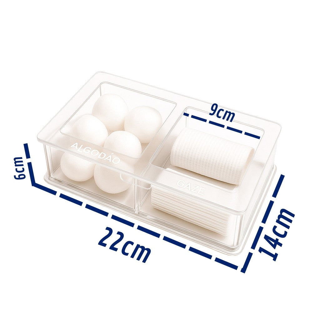 Guarda Algodão Gaze Divisórias Porta Mantimentos Caixa Acrílico Hospital Bancada
