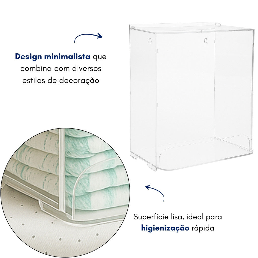 Porta Organizador Fralda Caixa Urna Banheiro Quarto Acrilico