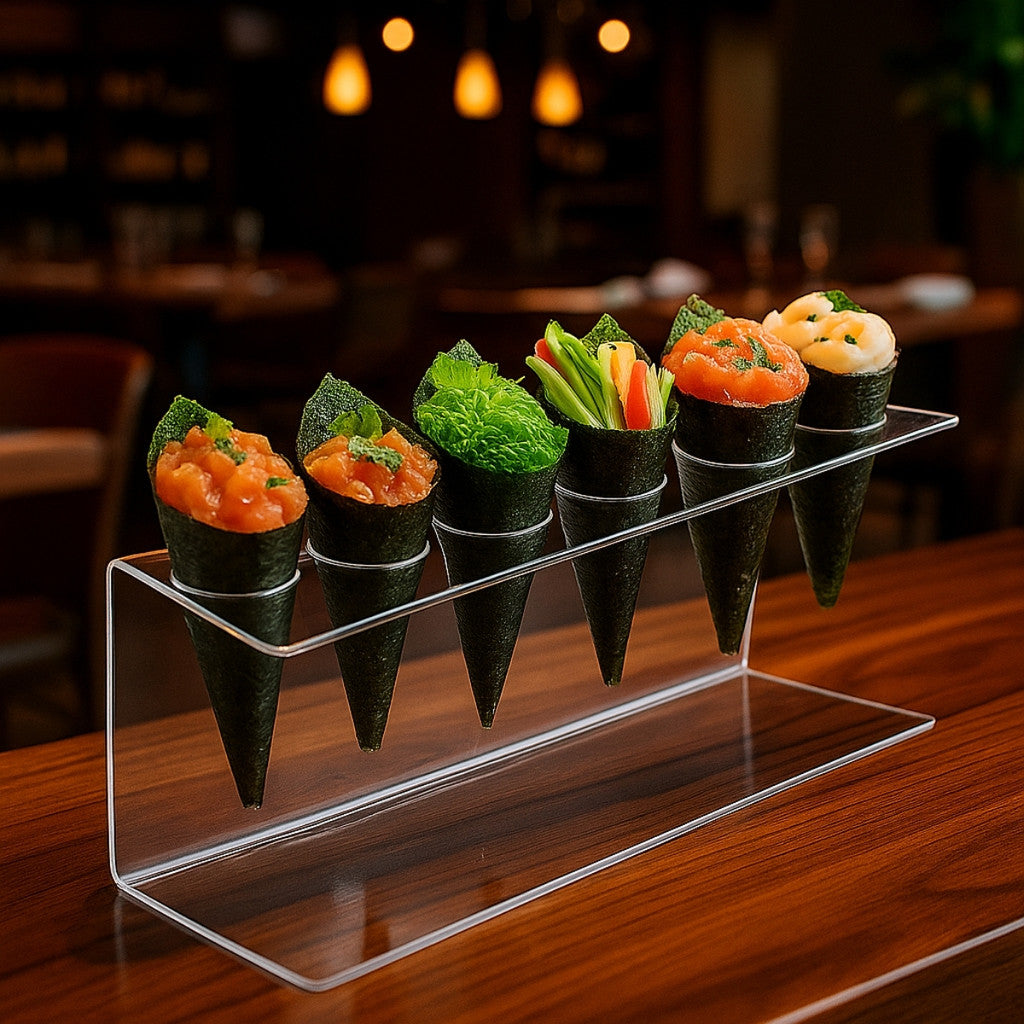 Suporte Expositor Temaki Sorvete Acrilico Cristal 6 Cones