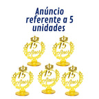 Kit 5 Topo Bolo Centro Mesa 15 Anos Festa Debutante Dourado Coroa Decoração Princesa
