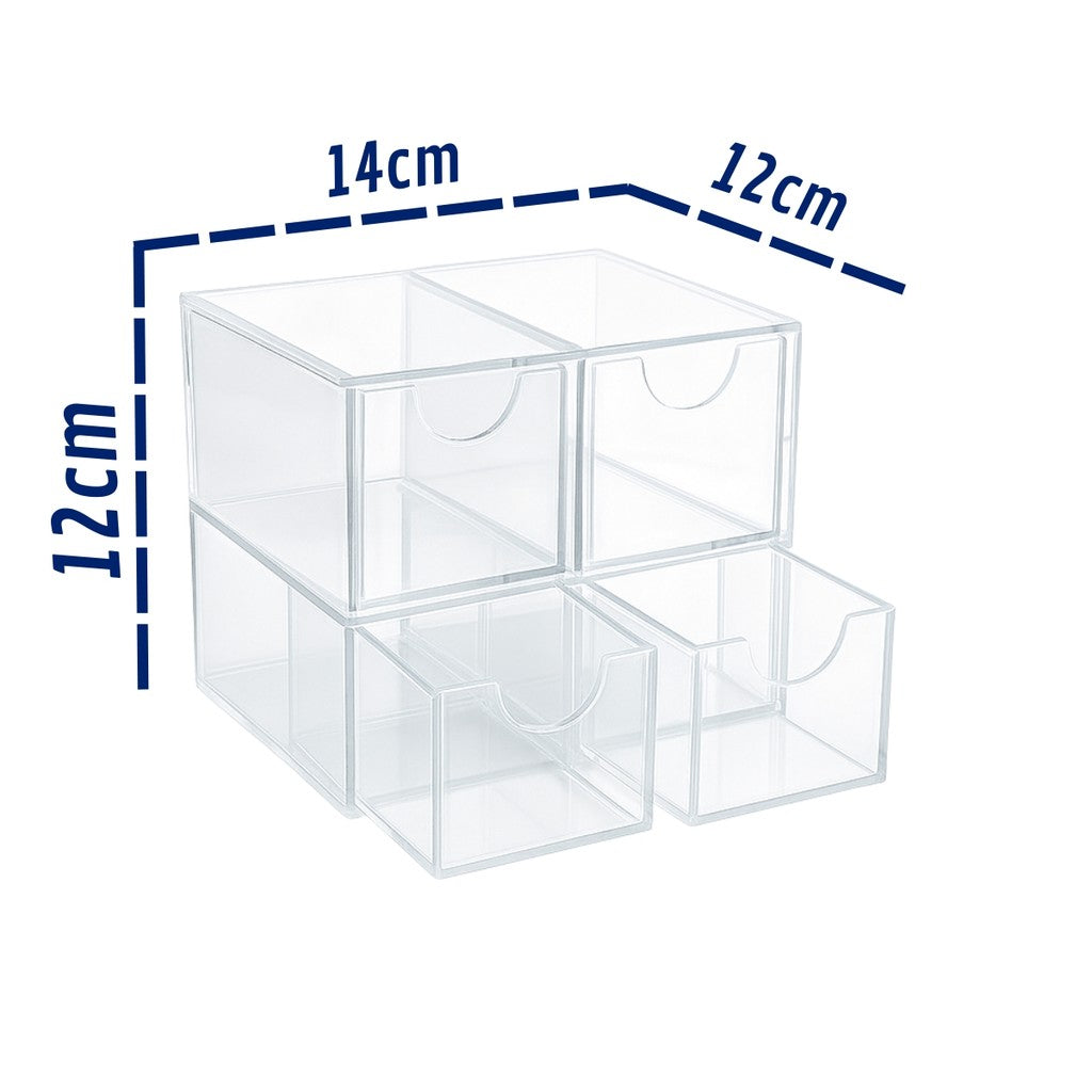 Caixa Objetos Acrilico Gaveta Kit 4 espacos