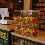 Baleiro 4 Pçs Doces Balas Display Balcão Bancada Expositor Acrílico Transparente Lojas