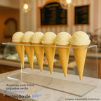 Suporte Expositor Temaki Sorvete Acrilico Cristal 6 Cones