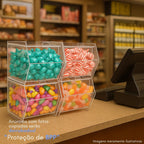 Baleiro 4 Pçs Doces Balas Display Balcão Bancada Expositor Acrílico Transparente Lojas