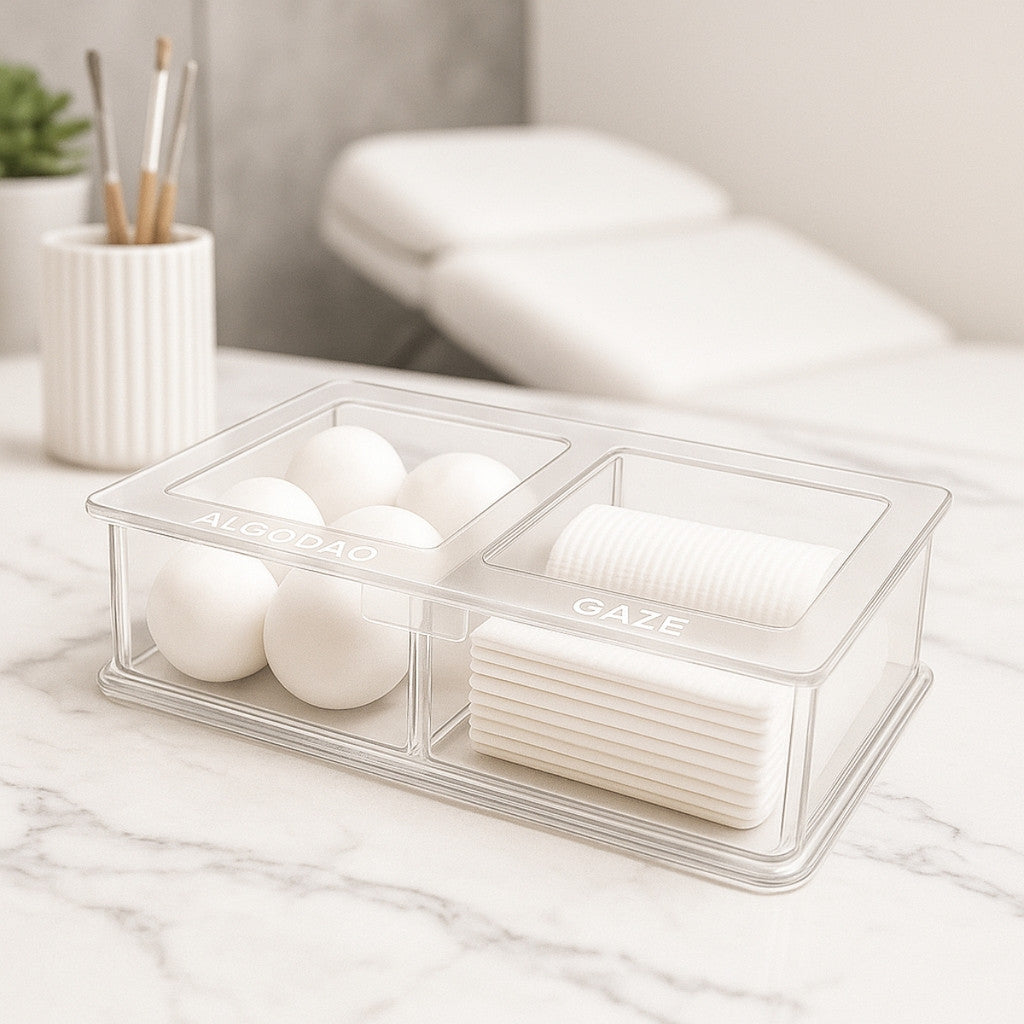 Guarda Algodão Gaze Divisórias Porta Mantimentos Caixa Acrílico Hospital Bancada