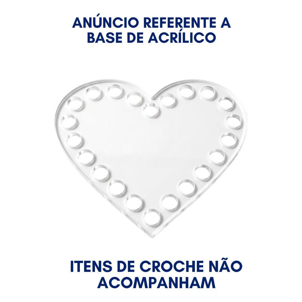 Base Coração Crochê Cesto Transparente Furos Artesanato Decoração Costura