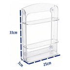 Organizador Shampoo Banheiro Box Ventosa Três Prateleiras Suporte Transparente Parede Sem Furos Higiene Cosméticos Condicionador Sabonete Esponja