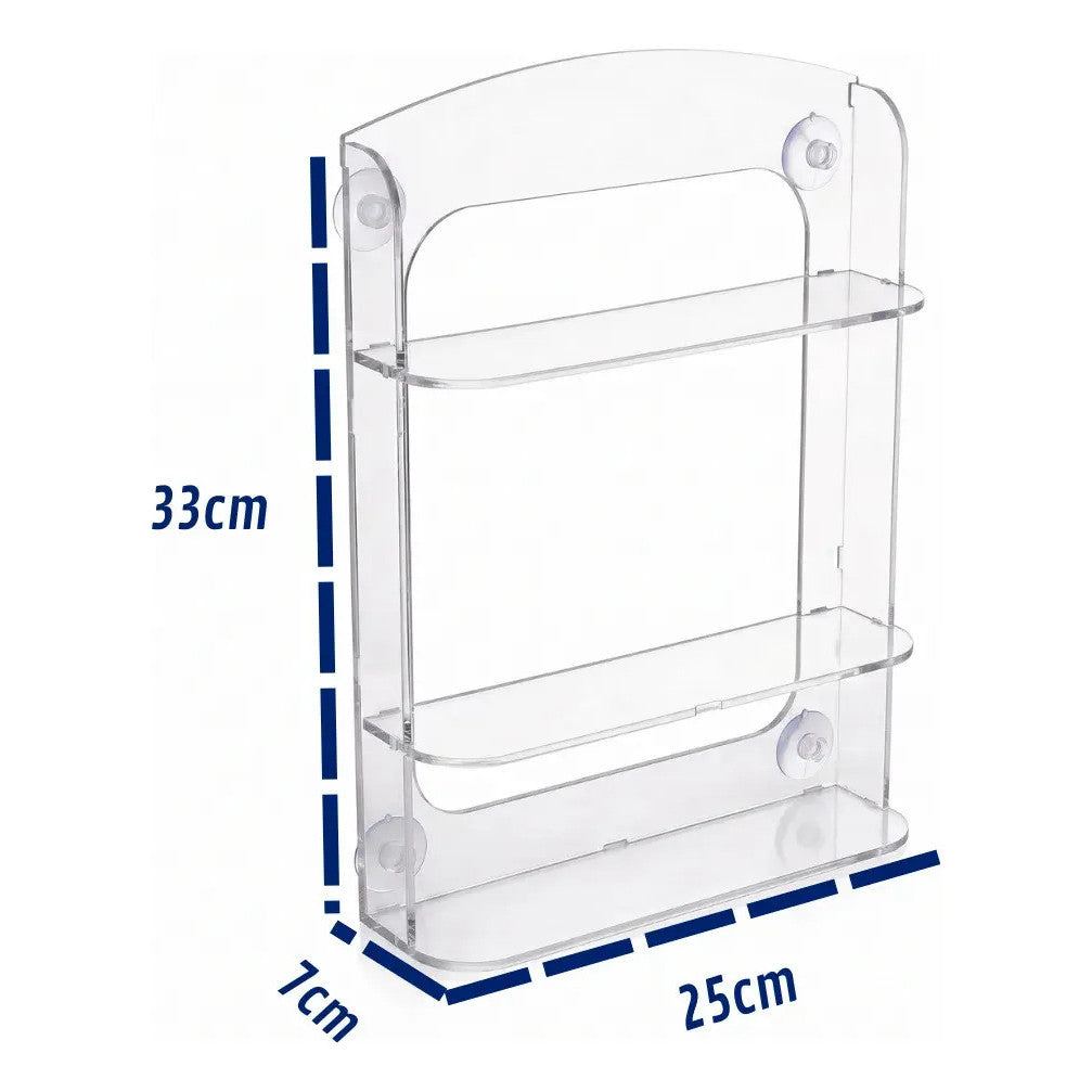 Organizador Shampoo Banheiro Box Ventosa Três Prateleiras Suporte Transparente Parede Sem Furos Higiene Cosméticos Condicionador Sabonete Esponja