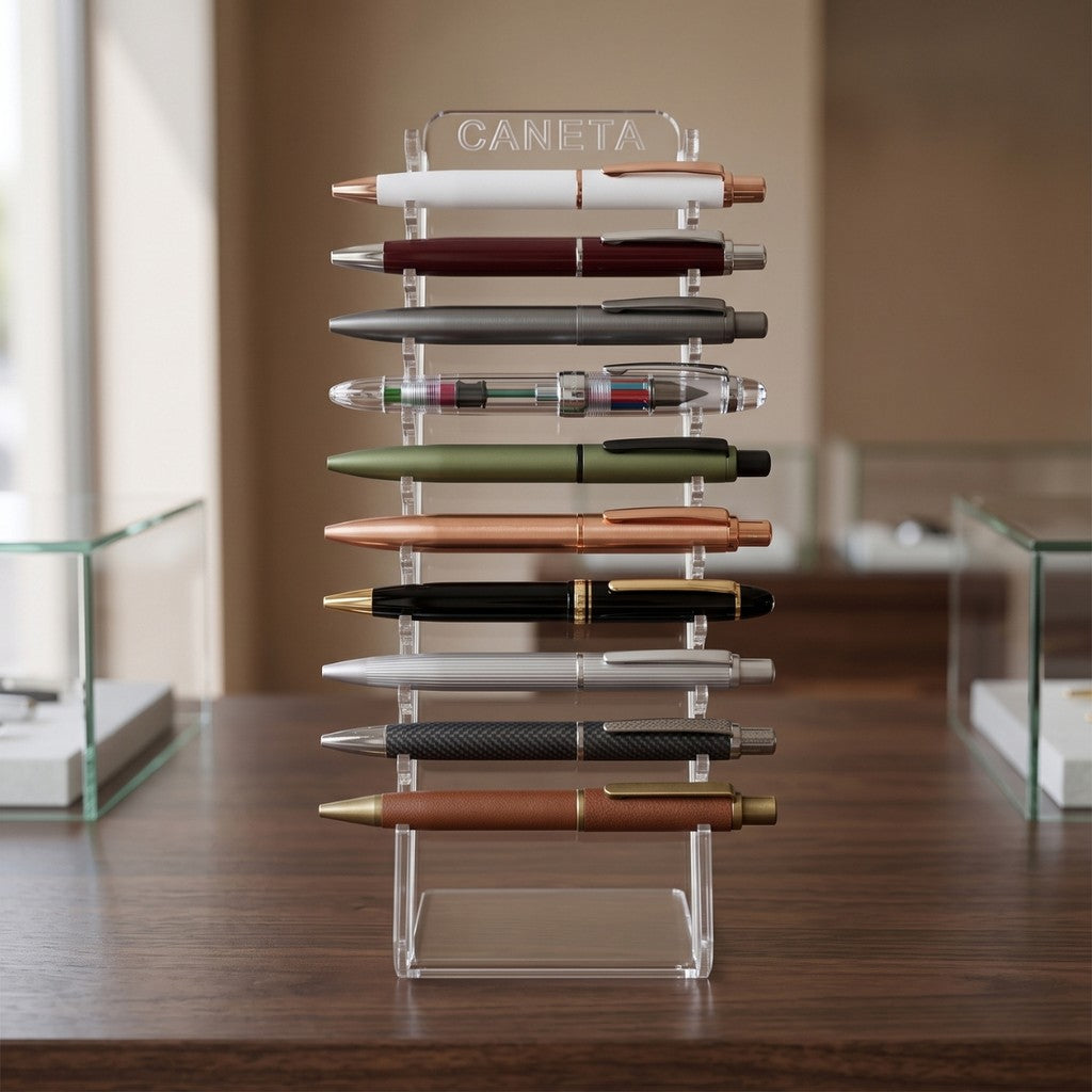 Expositor Canetas Suporte Mesa Papelaria Organizador Display Lojas Mostruário Coleção