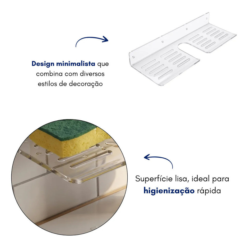 Suporte Pia Organizador Esponja Detergente Cozinha Saboneteira Escorredor Minimalista