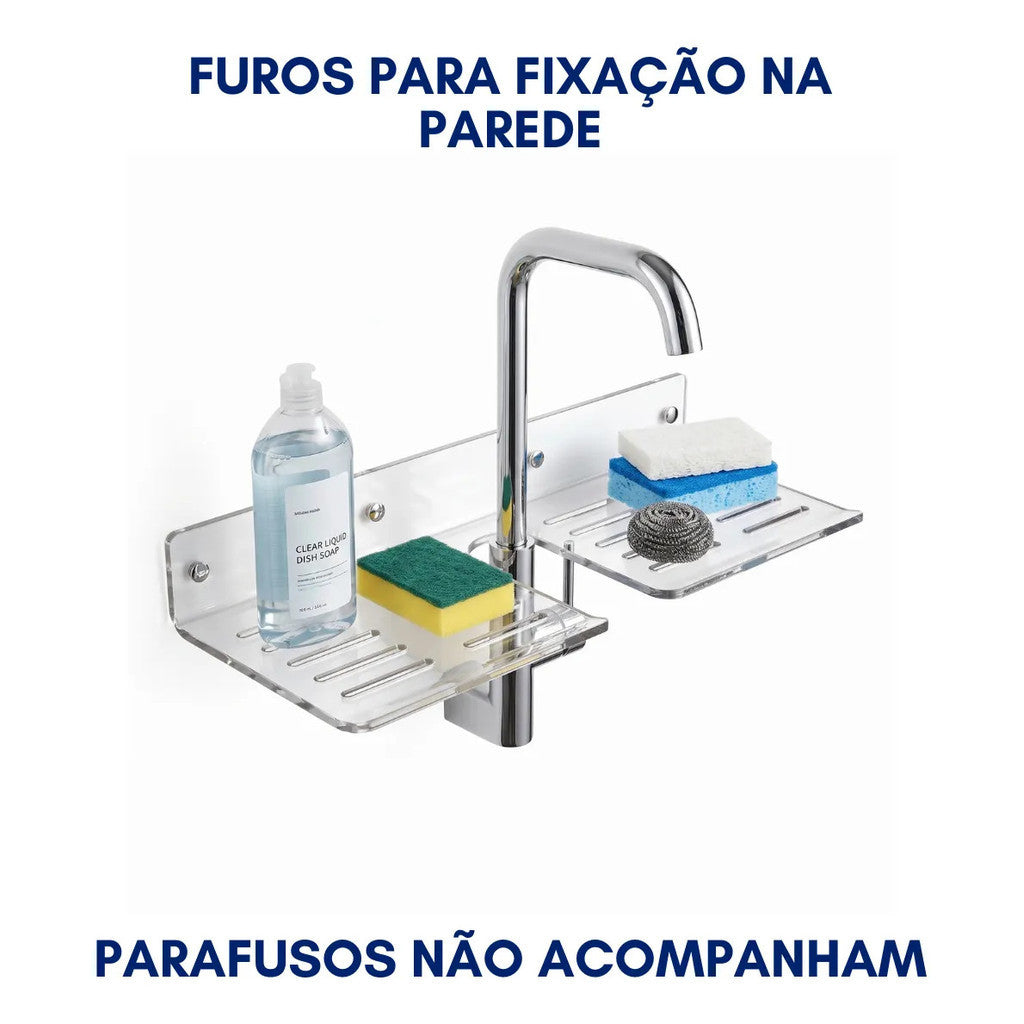 Suporte Pia Organizador Esponja Detergente Cozinha Saboneteira Escorredor Minimalista