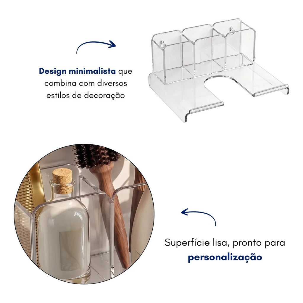Porta Secador Cabelo Organizador Escova Pente Parede
