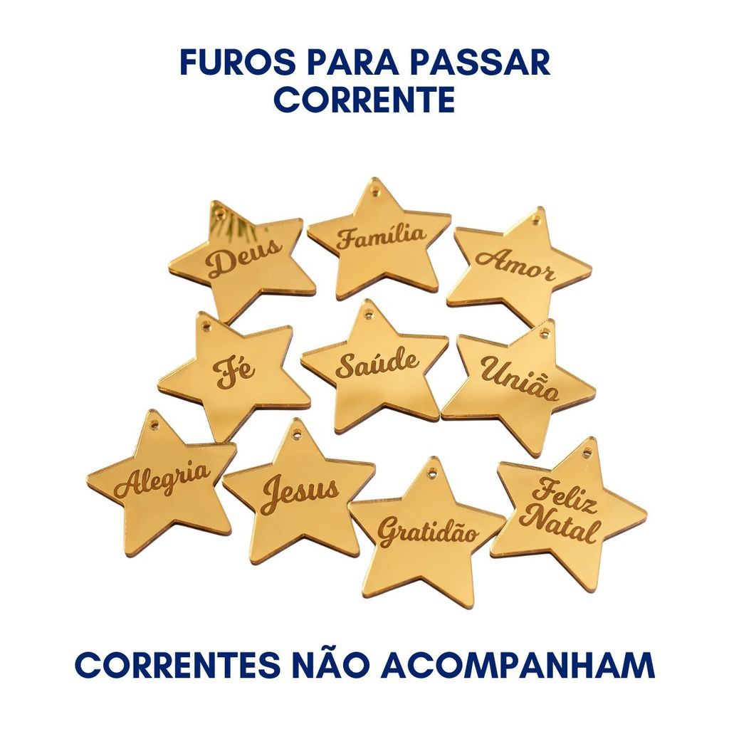 10 Estrelas Aplique Pçs Feliz Natal 6cm Dourado