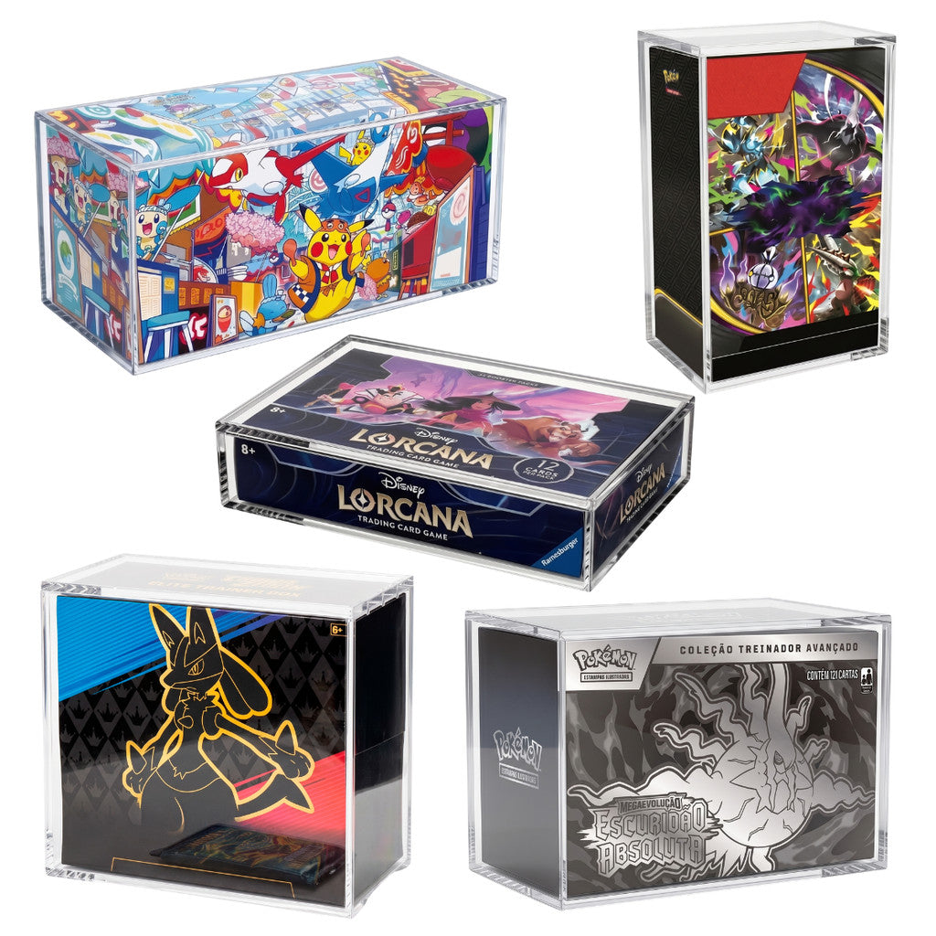 Caixa Booster Box TCG Etb Americana Nacional Lorcana Mini Protetor Expositor Suporte