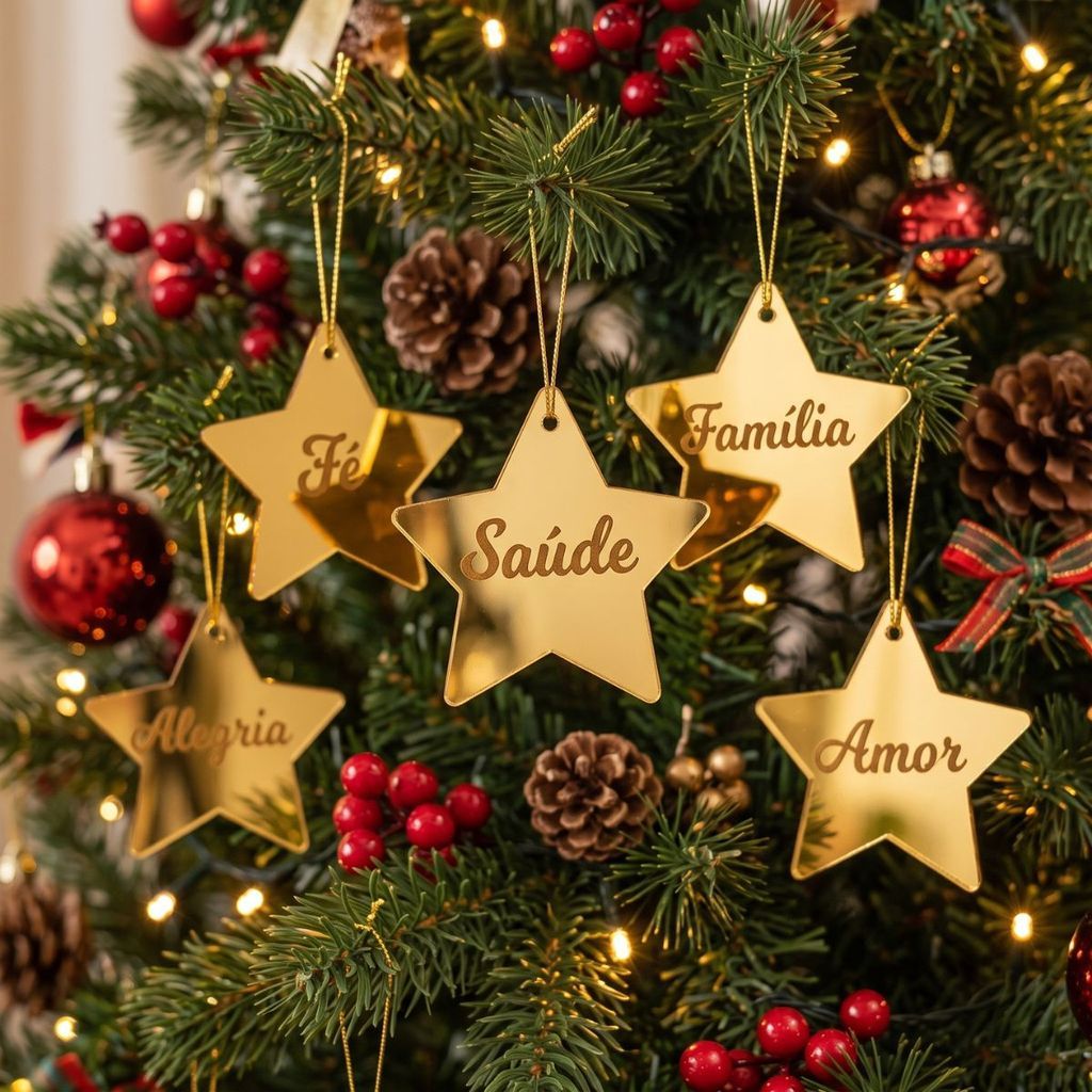 10 Estrelas Aplique Pçs Feliz Natal 6cm Dourado