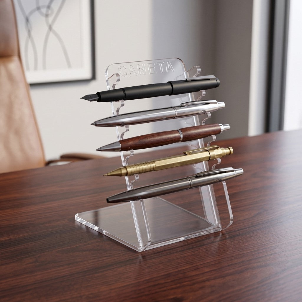 Expositor Canetas Suporte Mesa Papelaria Organizador Display Lojas Mostruário Coleção