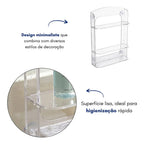 Organizador Shampoo Banheiro Box Ventosa Três Prateleiras Suporte Transparente Parede Sem Furos Higiene Cosméticos Condicionador Sabonete Esponja