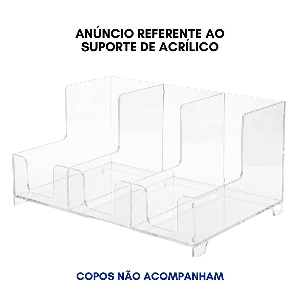 Organizador Porta Copos Bancada 3 Nichos Cafeteria Bar